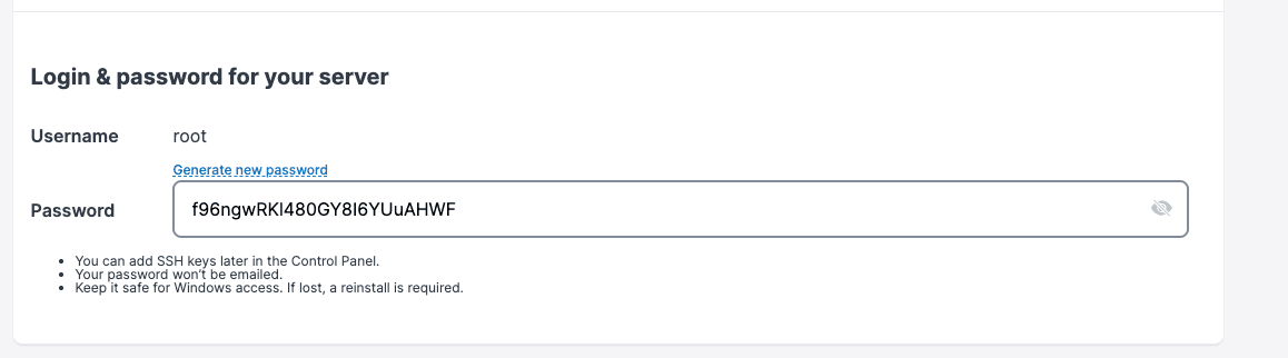 Génération mot de passe