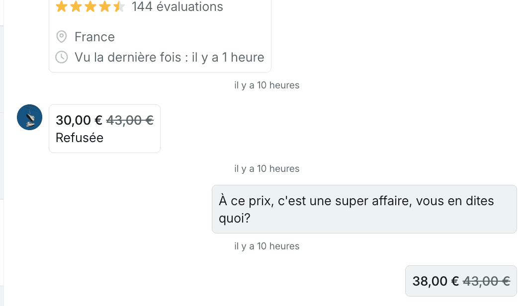 Message de contre-offre automatique