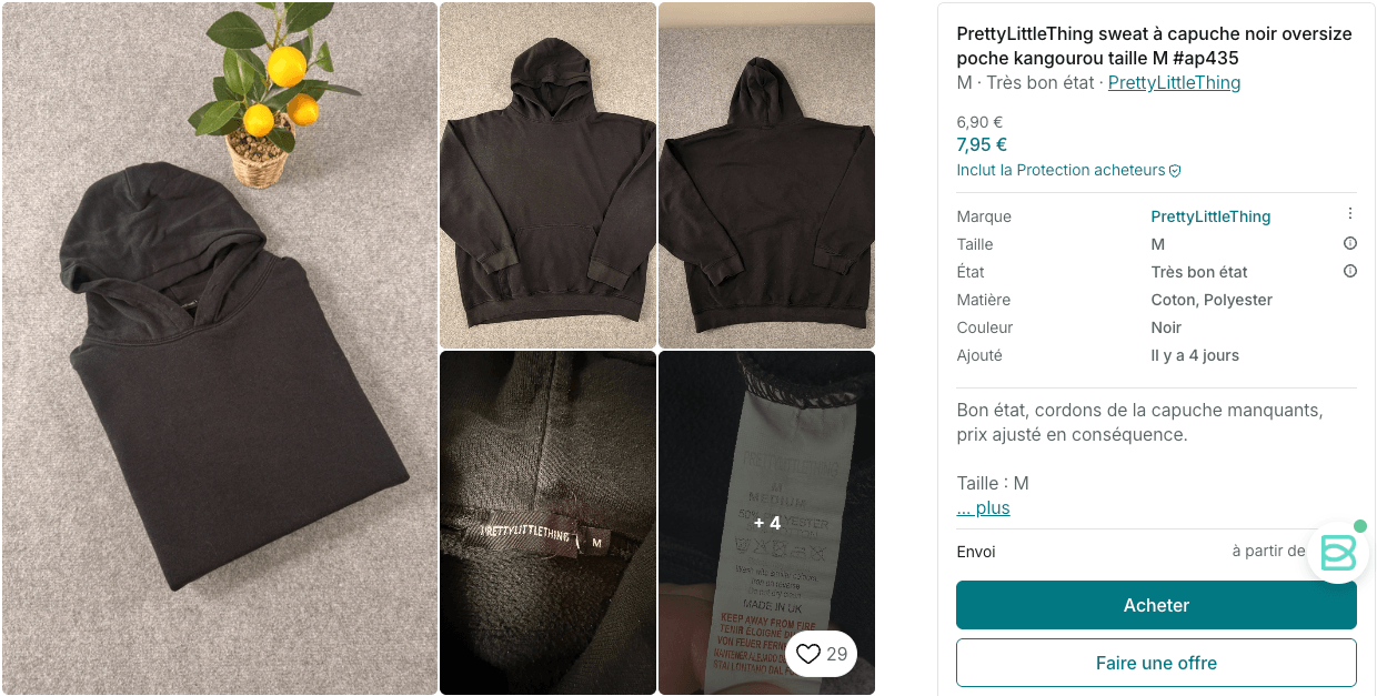 Sweatshirt: Vinted listing