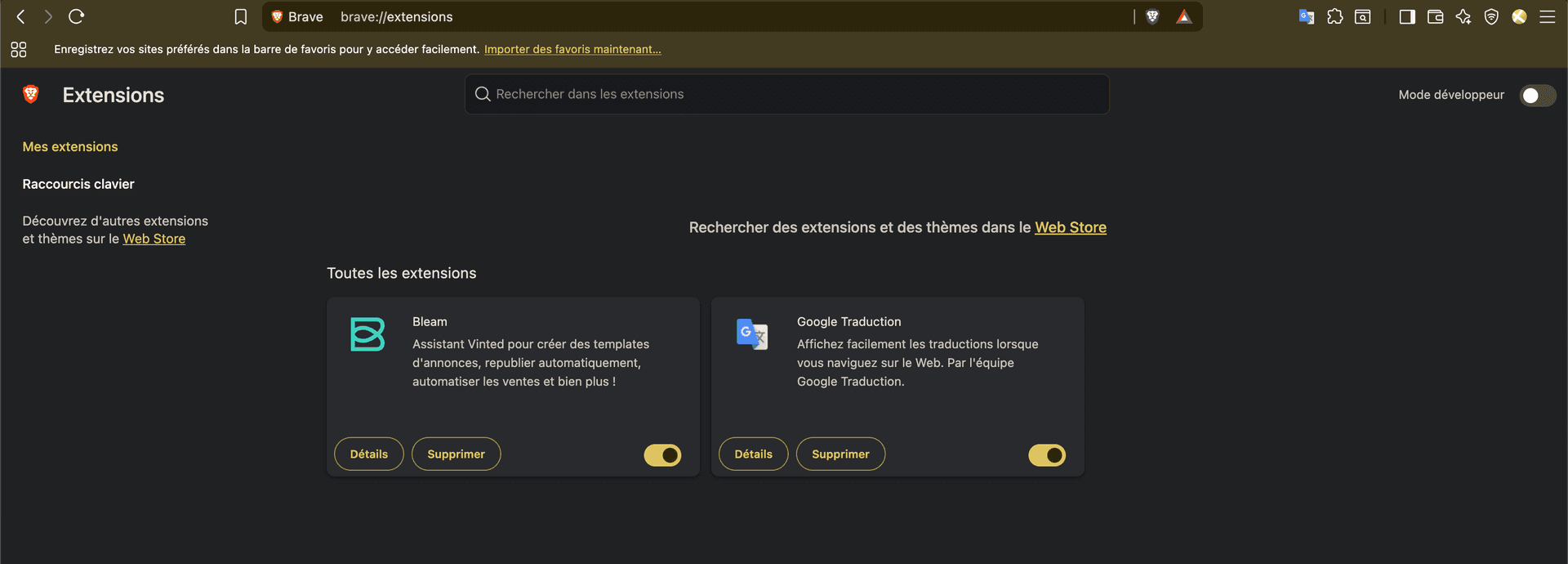Go to the extensions page and enable developer mode